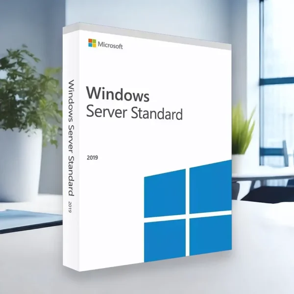 Windows Server Standard 2019 termékillusztráció egy irodában egy asztalon